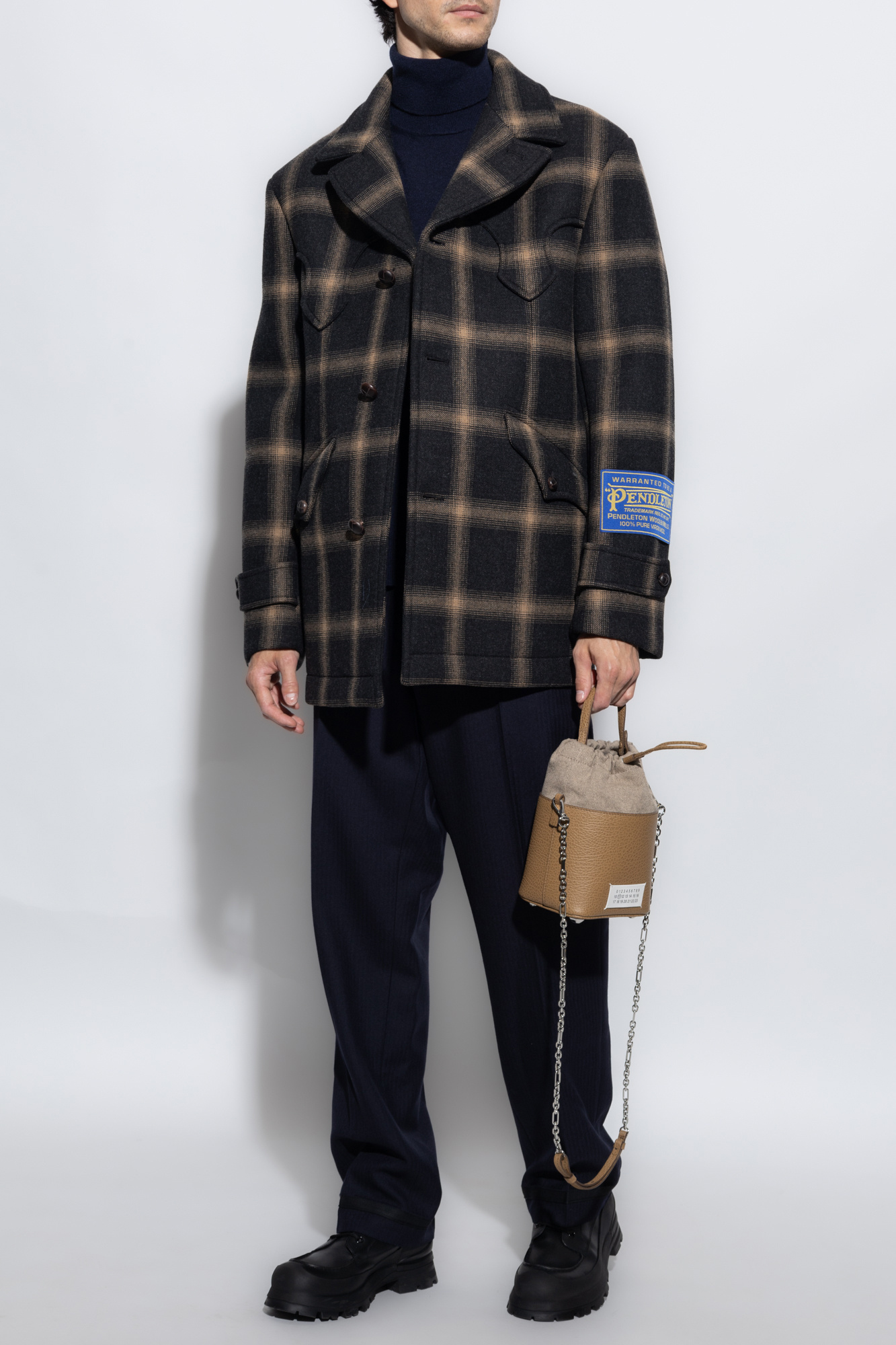 Maison Margiela Short coat with check pattern