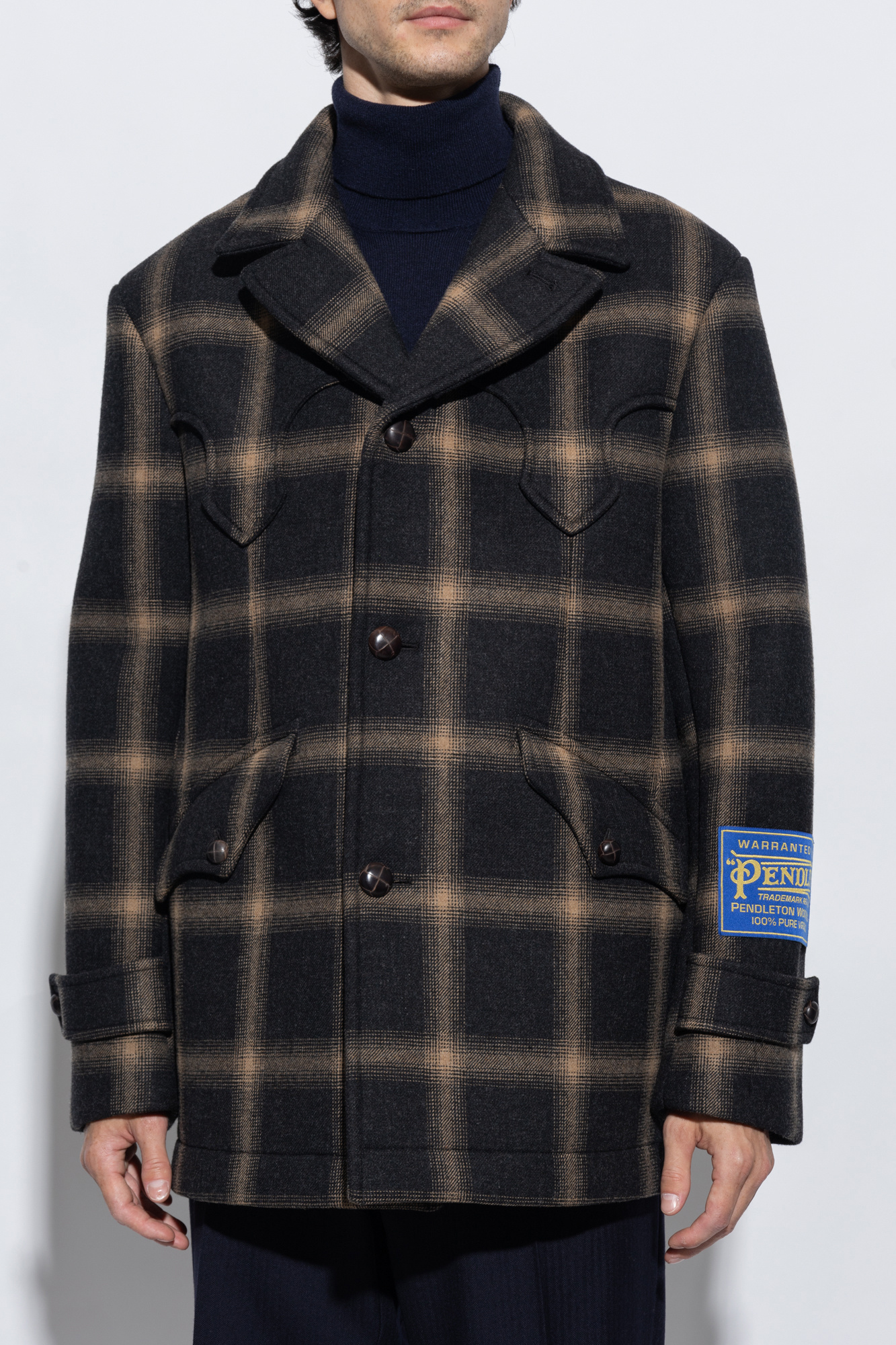 Maison Margiela Short coat with check pattern