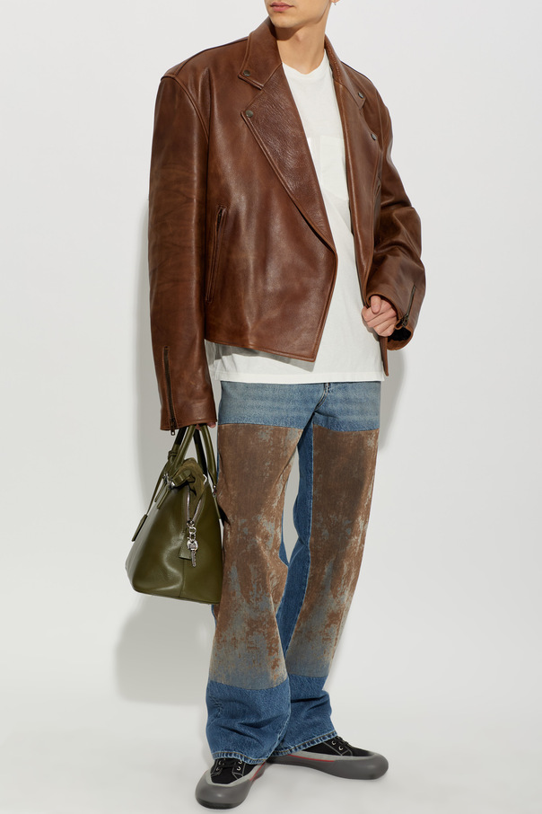 Maison Margiela Casaco de pele com efeito ‘vintage’