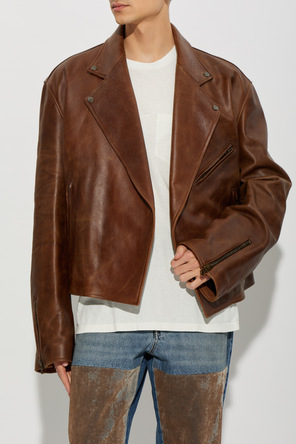 Maison Margiela Casaco de pele com efeito ‘vintage’
