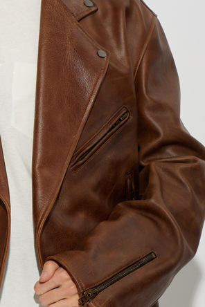 Maison Margiela Casaco de pele com efeito ‘vintage’