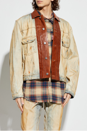Dsquared2 Denim jacket with leather trim