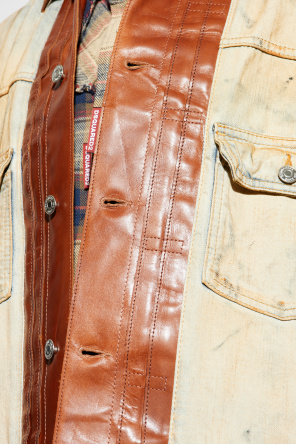 Dsquared2 Denim jacket with leather trim