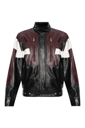 Chaqueta de cuero con cuello alto