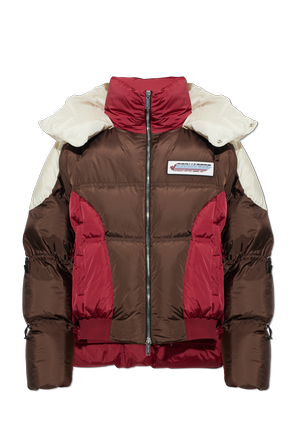 Down jacket with embroidered logo