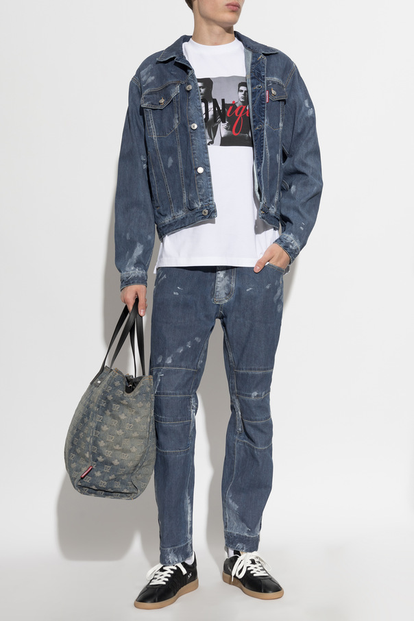 Dsquared2 Jeansowa kurtka z efektem ‘vintage’
