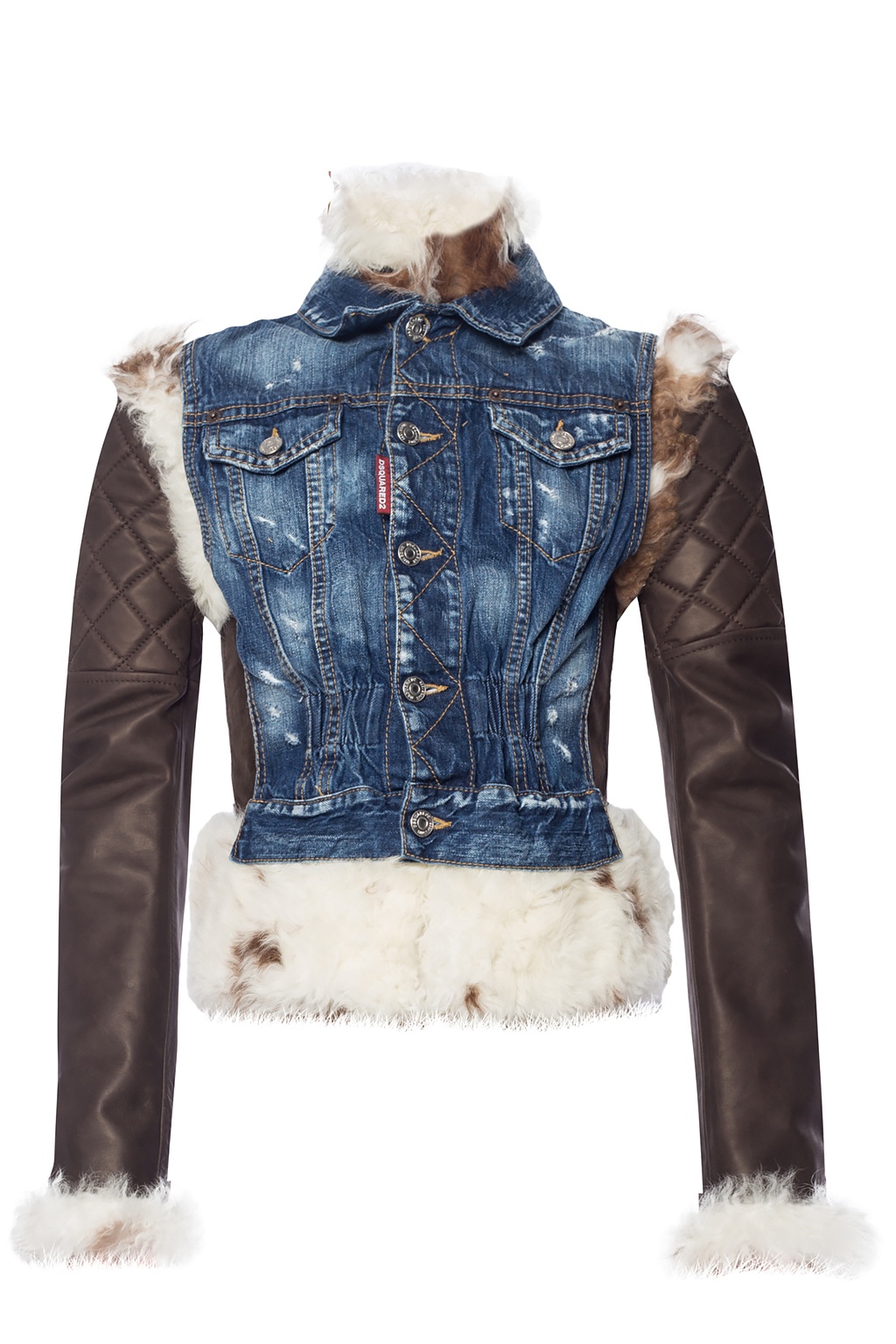 denim fur vest