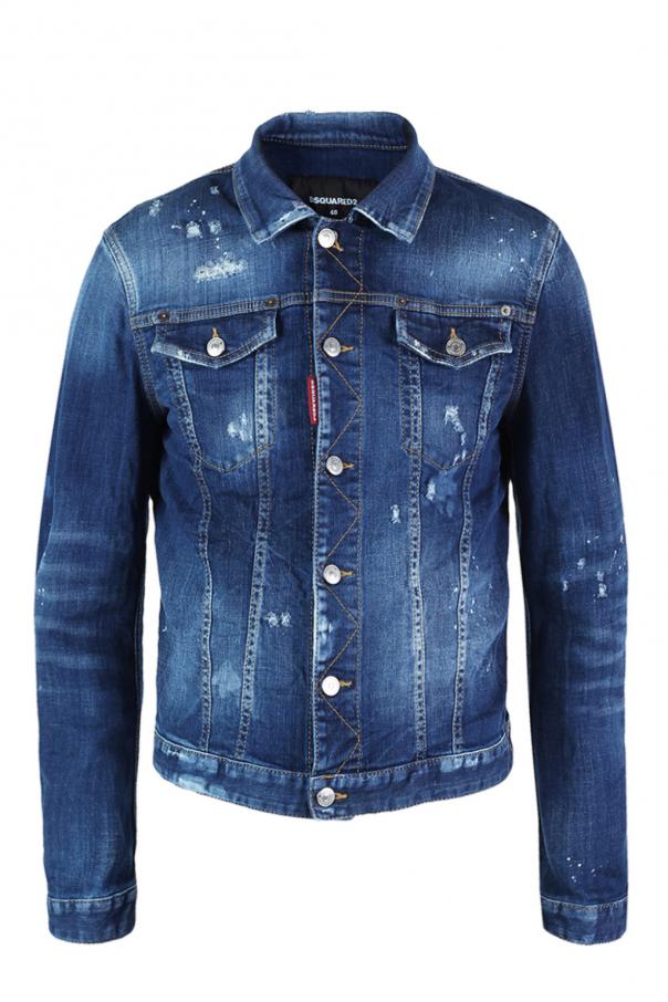 : Sybaritic Distressed Blue Denim Jacket - Dark Blue (S