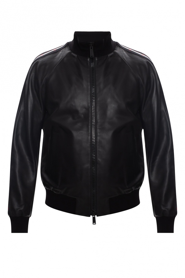 Black Leather jacket Dsquared2 - Vitkac GB
