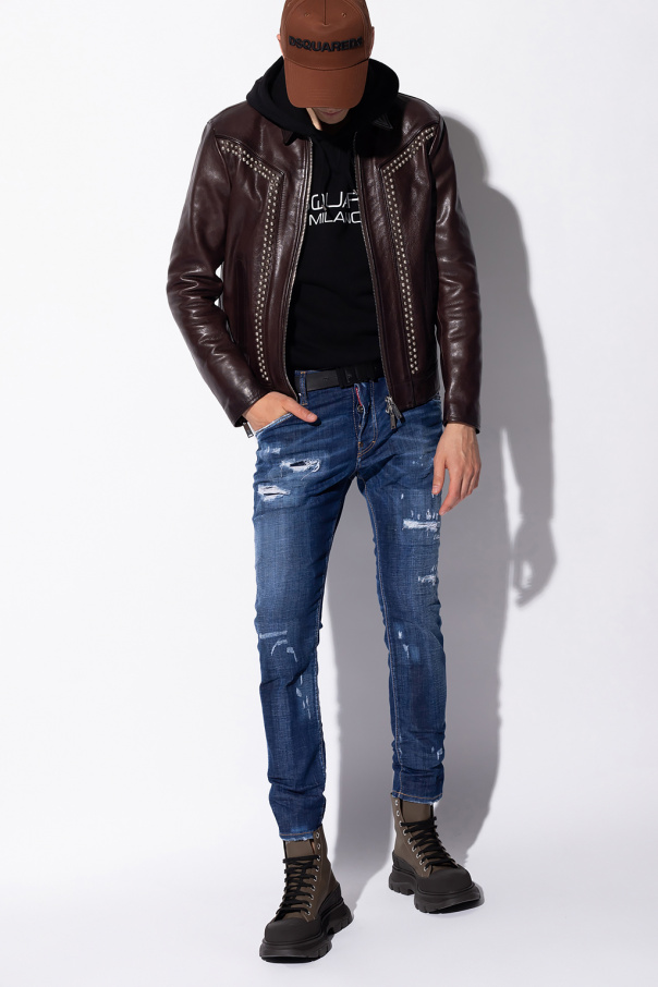 Dsquared2 Leather jacket Emporio with studs