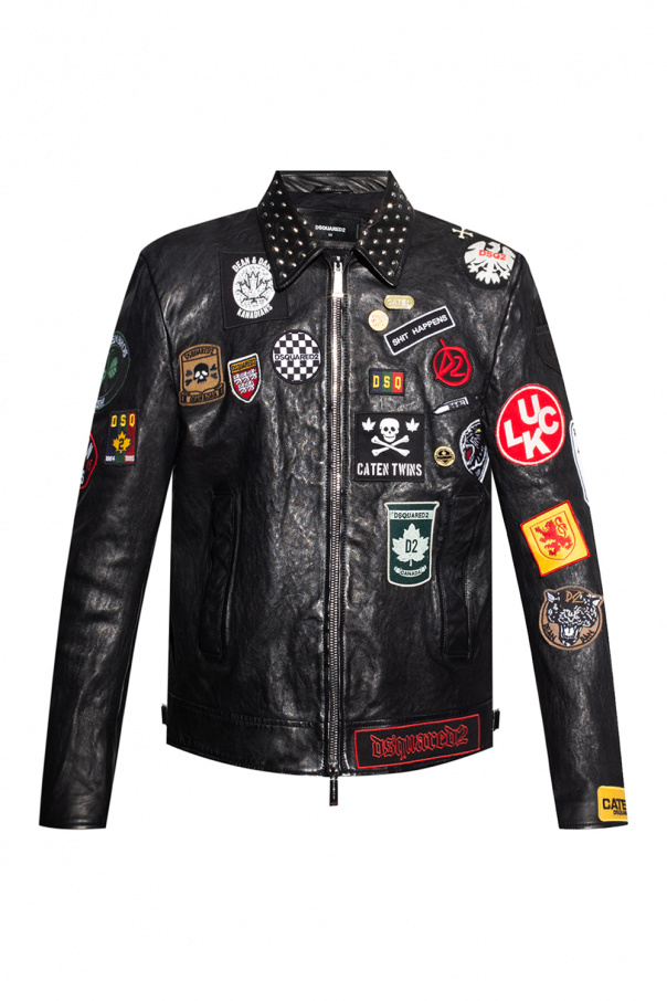 Dsquared2 Patched leather jacket