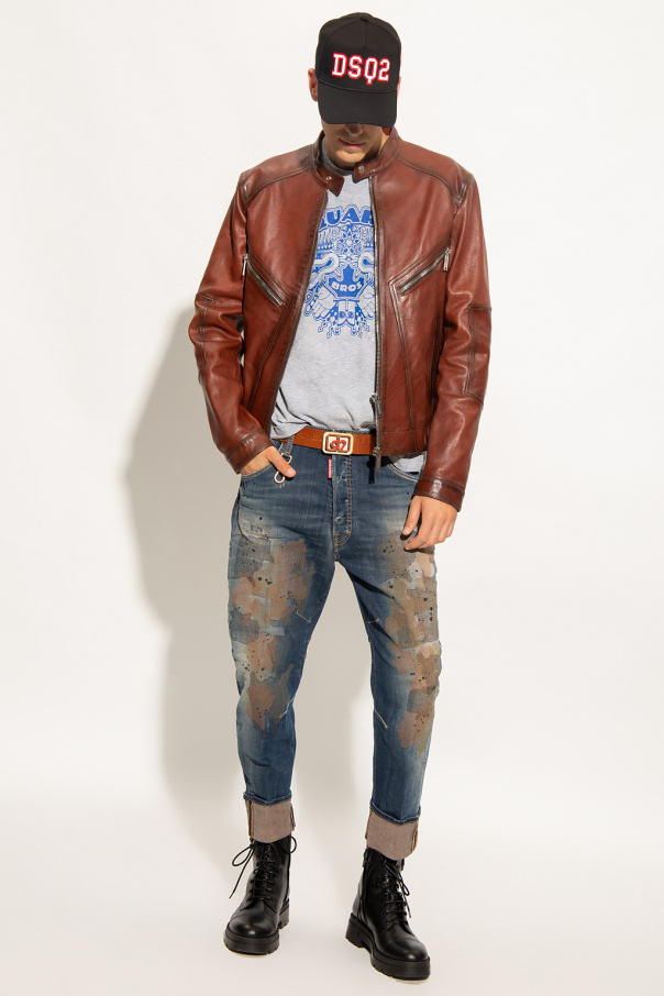 Dsquared2 Leather oxford jacket