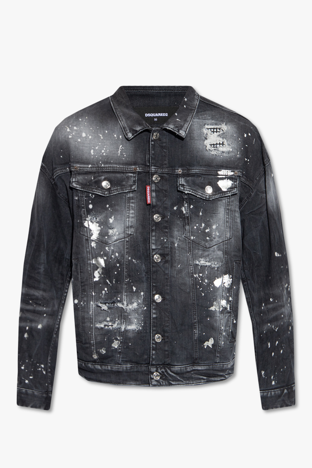 DSquared2 Grey Marl Paint Splatter T-Shirt