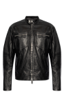 Dsquared2 Leather jacket with stand collar