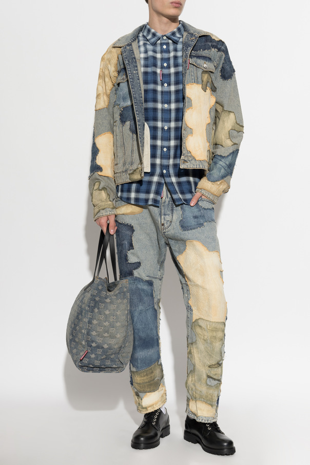 Dsquared2 Jeansowa kurtka z efektem ‘vintage’