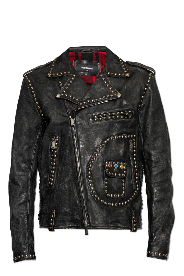 Leather jacket with a vintage effect od Dsquared2