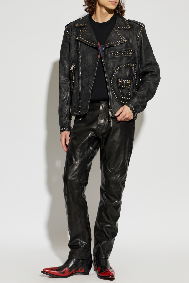Dsquared2 Leather jacket with a vintage effect