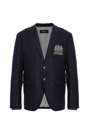 Wool blazer with embroidered logo
