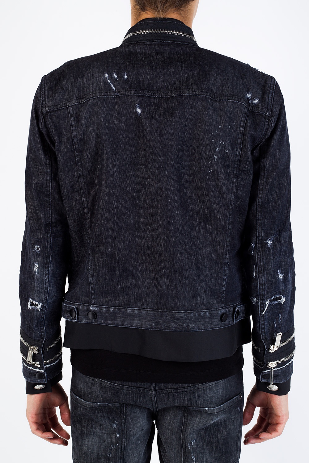 band collar denim jacket