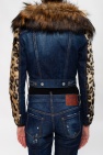 Dsquared2 NAVY BLUE Denim jacket with fur collar