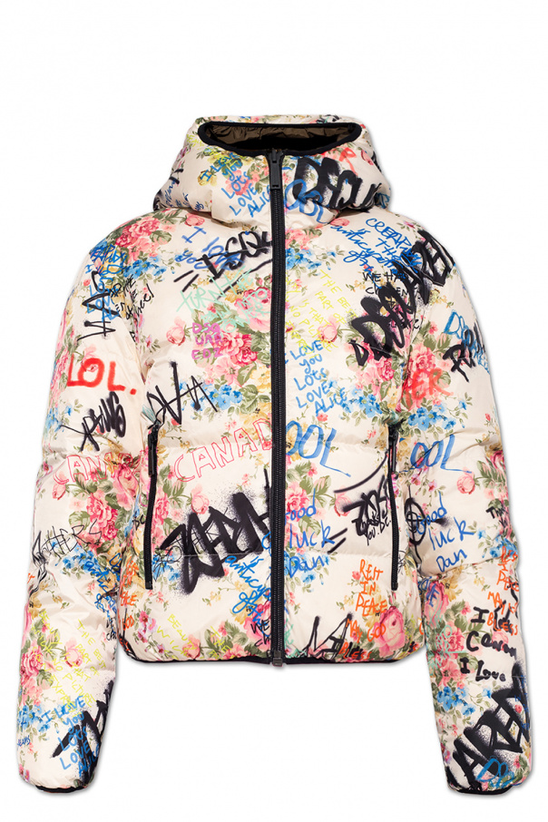 flower quilted hoodie jacket
