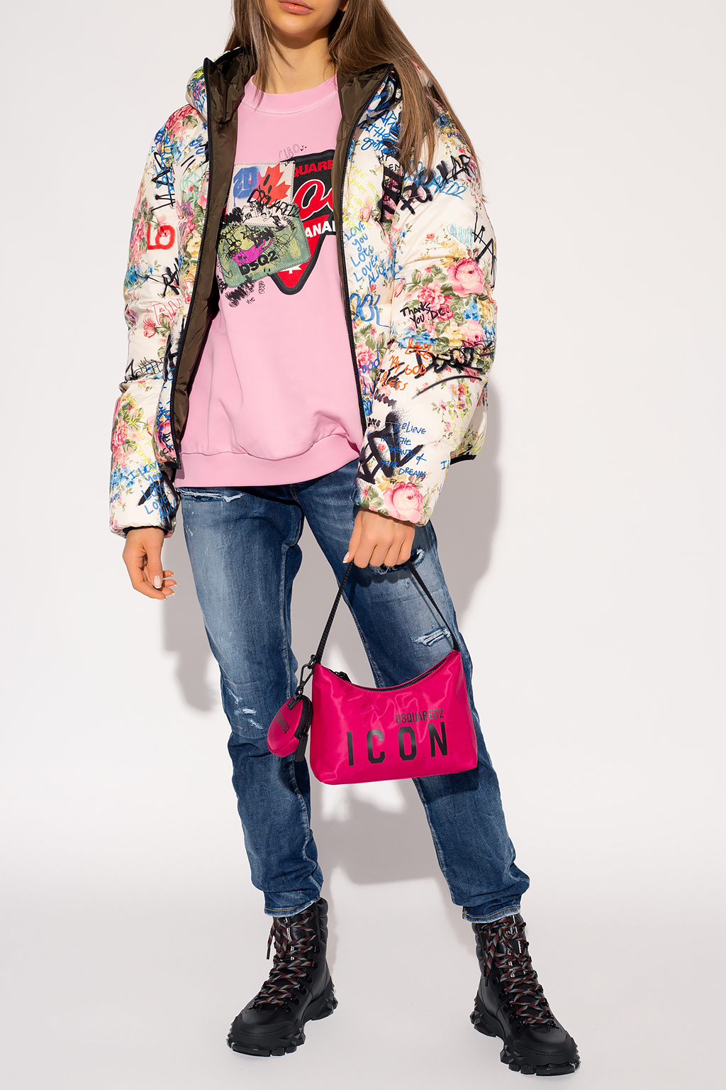Dsquared2 'Granny's Flower’ quilted Cream jacket