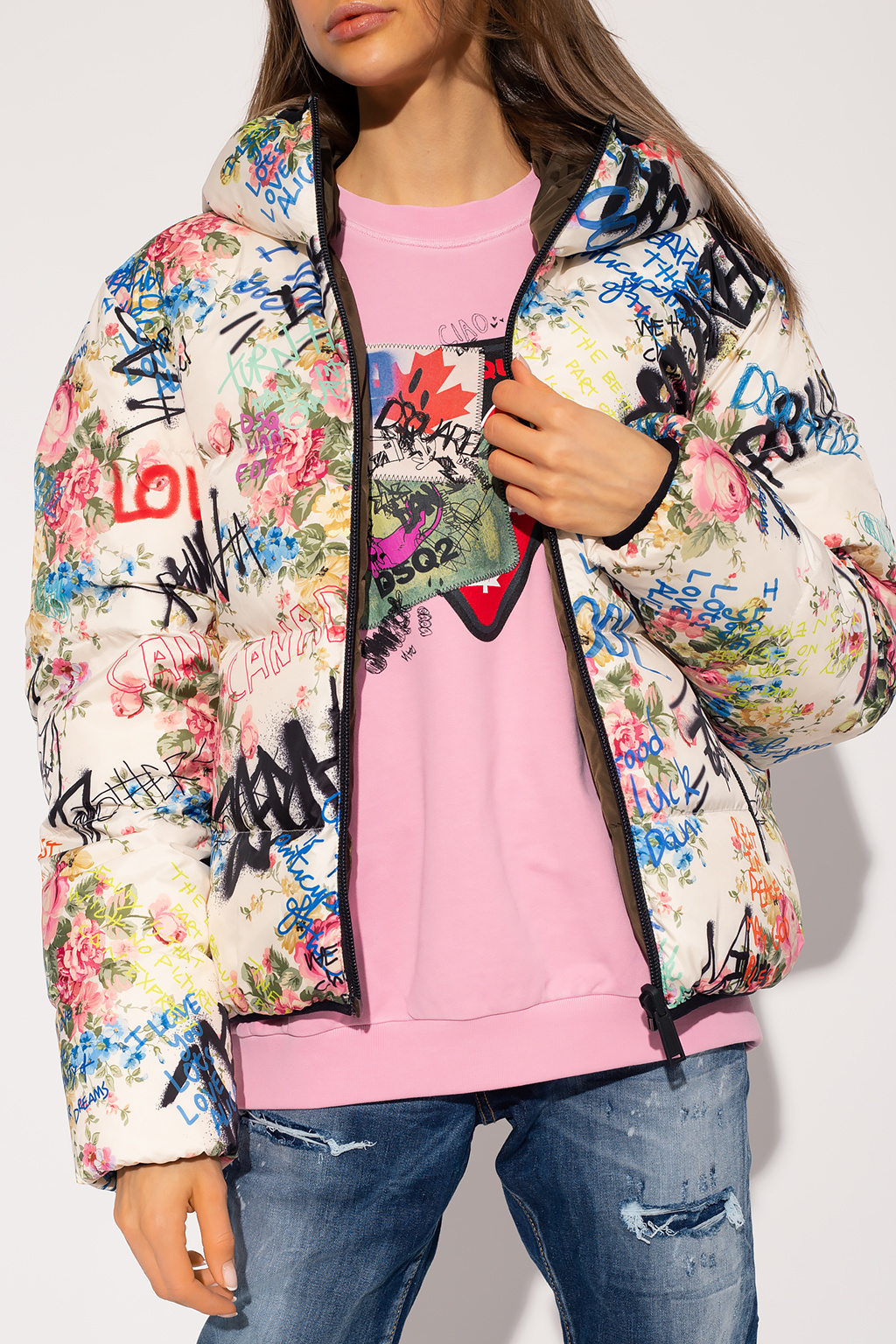 Dsquared2 'Granny's Flower’ quilted Cream jacket