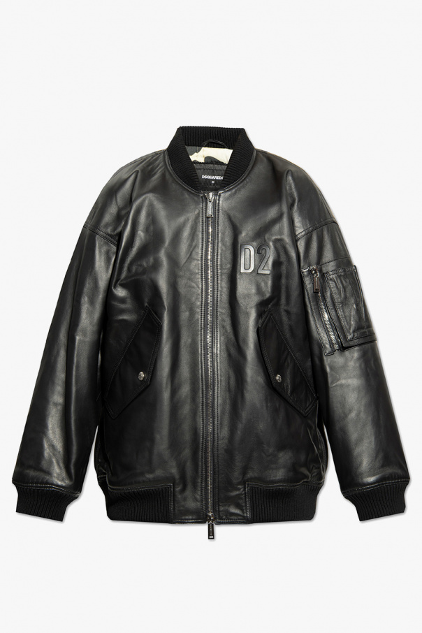 Dsquared2 logo patch faux shearling jacket