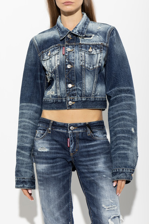 Dsquared2 Jeansowa kurtka z efektem vintage