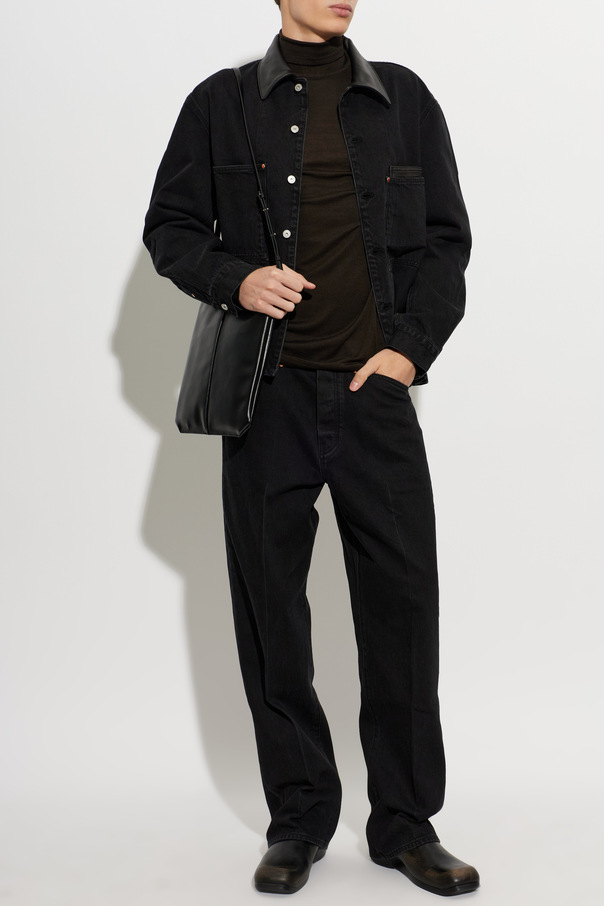 Lemaire Denim Jacket with Leather Collar