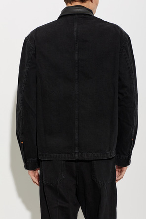 Lemaire Denim Jacket with Leather Collar