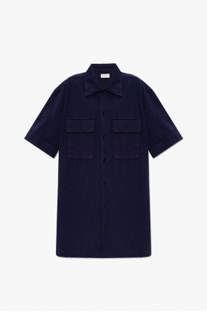 checked zip front shirt