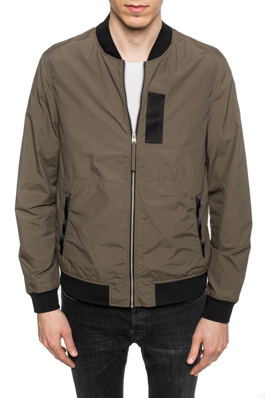 all saints green bomber jacket