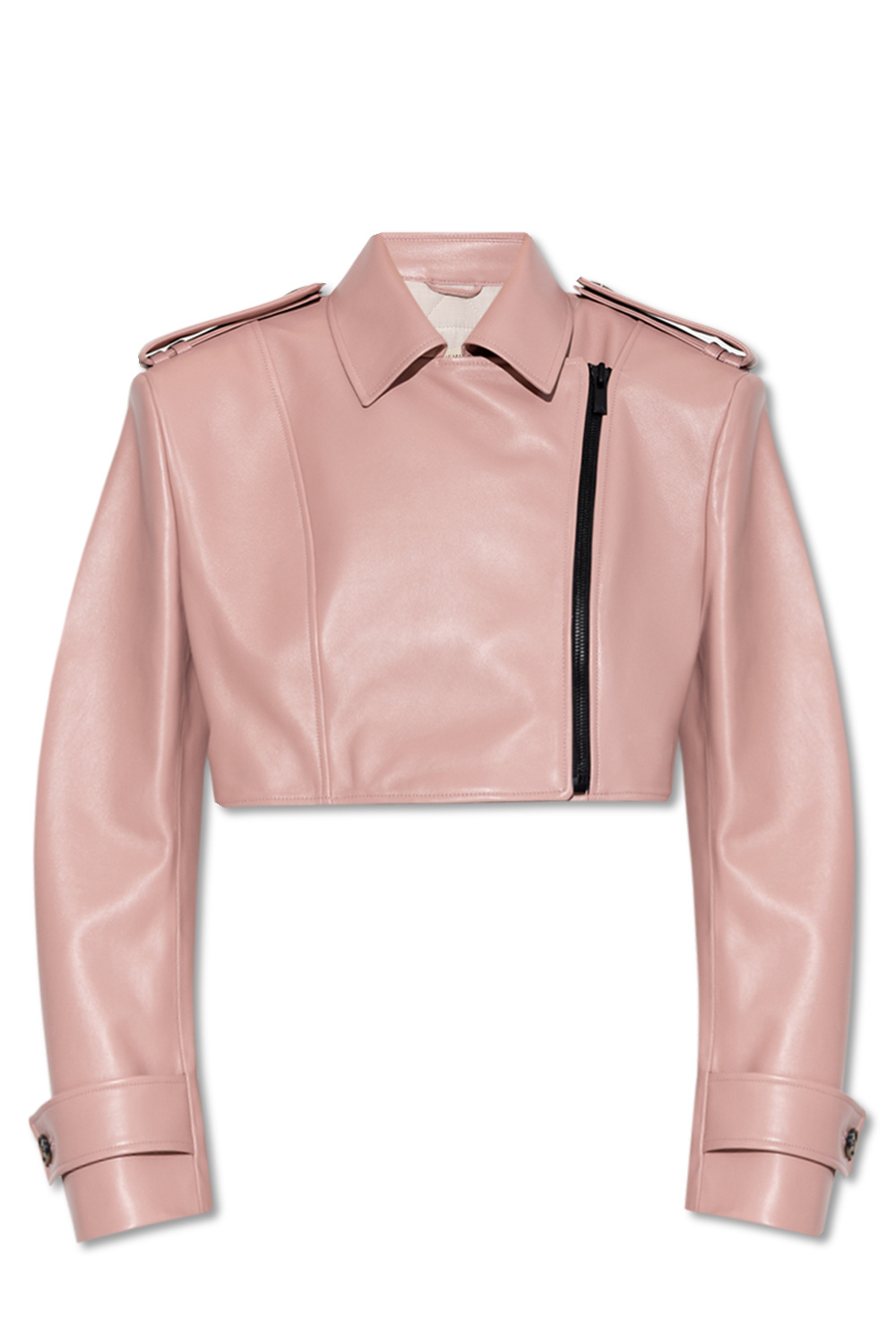 Moschino Cropped Biker Jacket in Pink