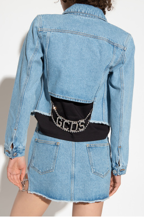 GCDS Denim jacket with jewellery belt