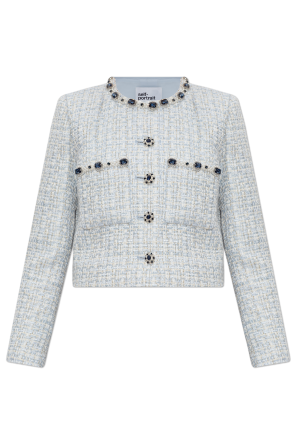 Tweed blazer with shimmering appliqués