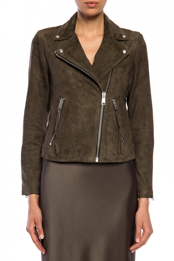 all saints green suede jacket