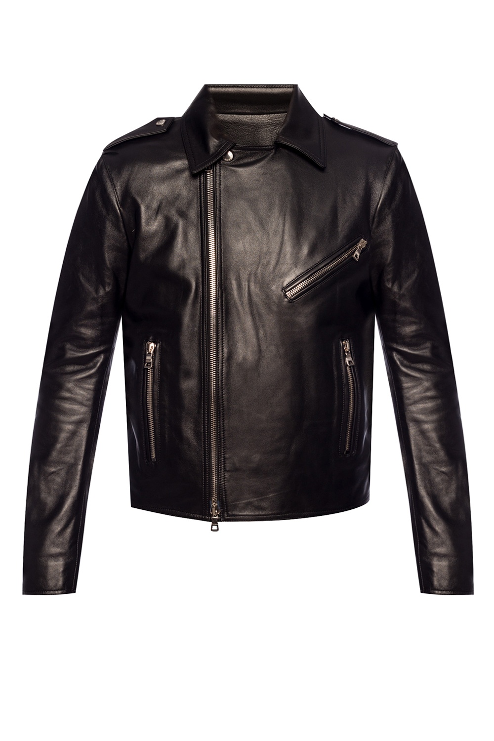 balmain leather moto jacket
