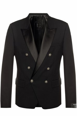 Balmain Kids logo belted-waist blazer