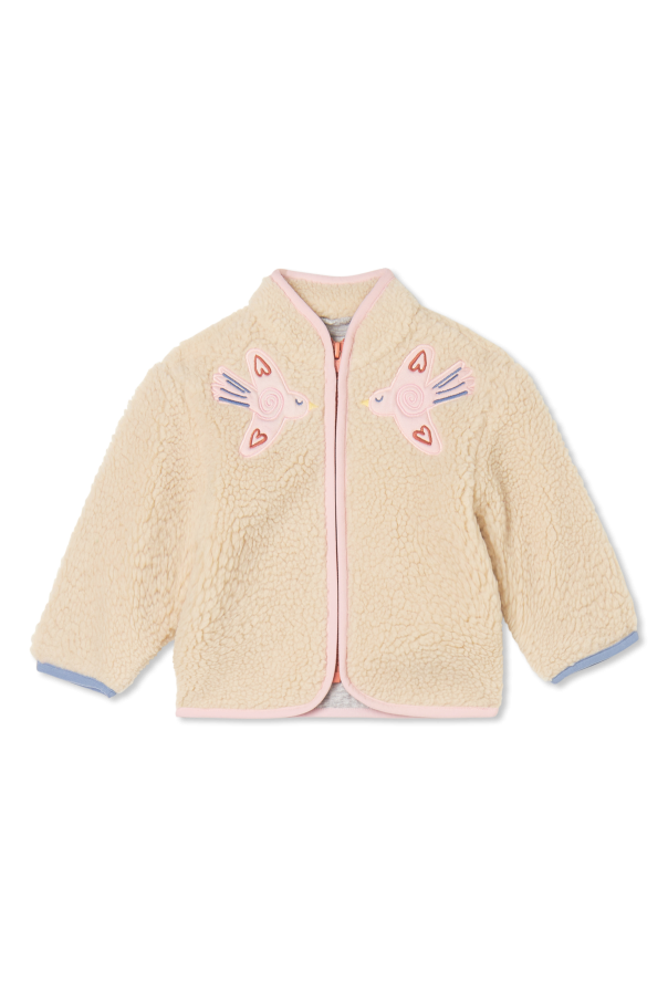 Faux fur jacket with a stand-up collar od Stella McCartney Kids