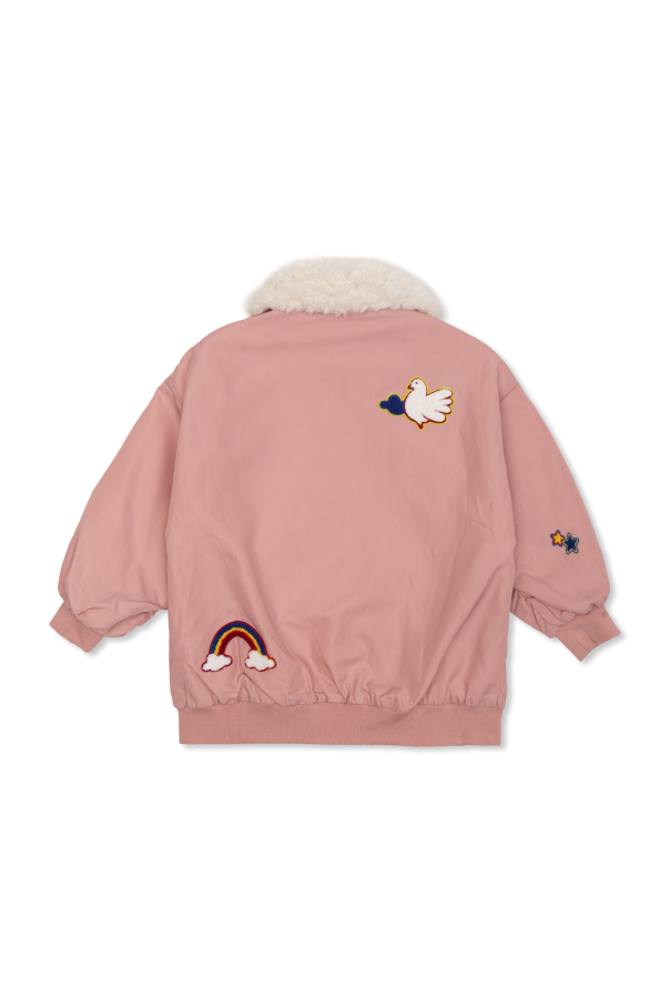 Stella McCartney Kids Casaco com gola de pelo