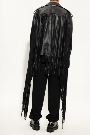 VETEMENTS Leather jacket with fringes