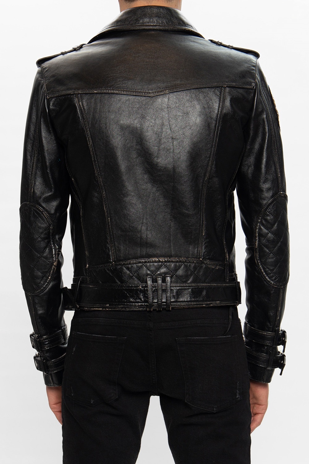 Balmain Zipped leather biker jacket - ShopStyle