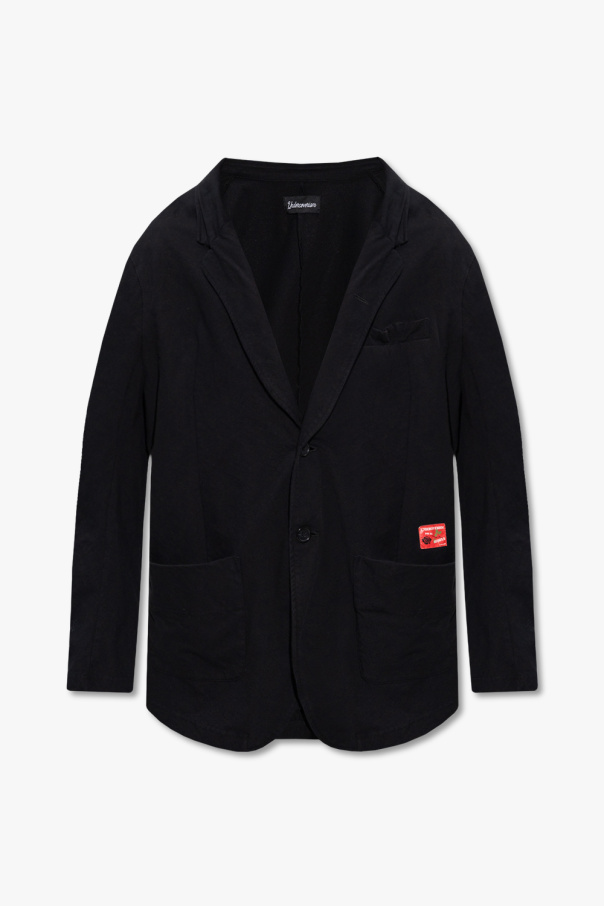 Undercover multi-pocket zip-up leather jacket Grün