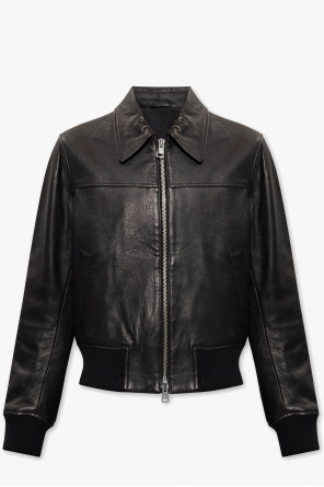 zip-front leather jacket