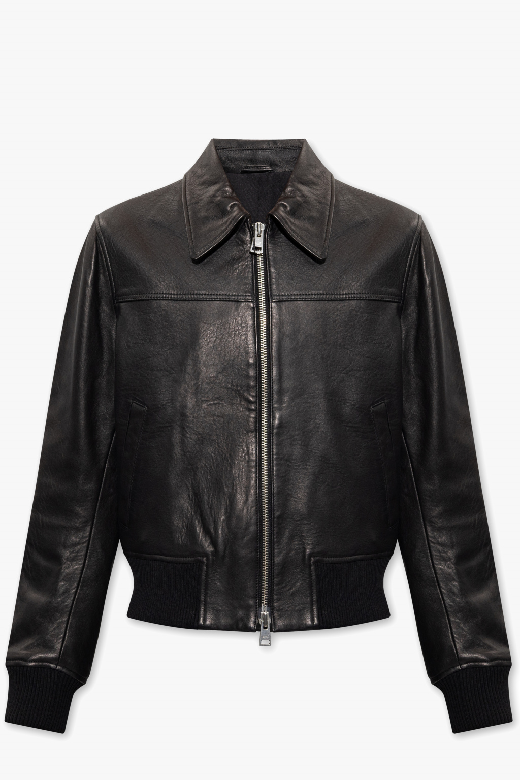 Black Leather jacket Ami Alexandre Mattiussi - Vitkac GB