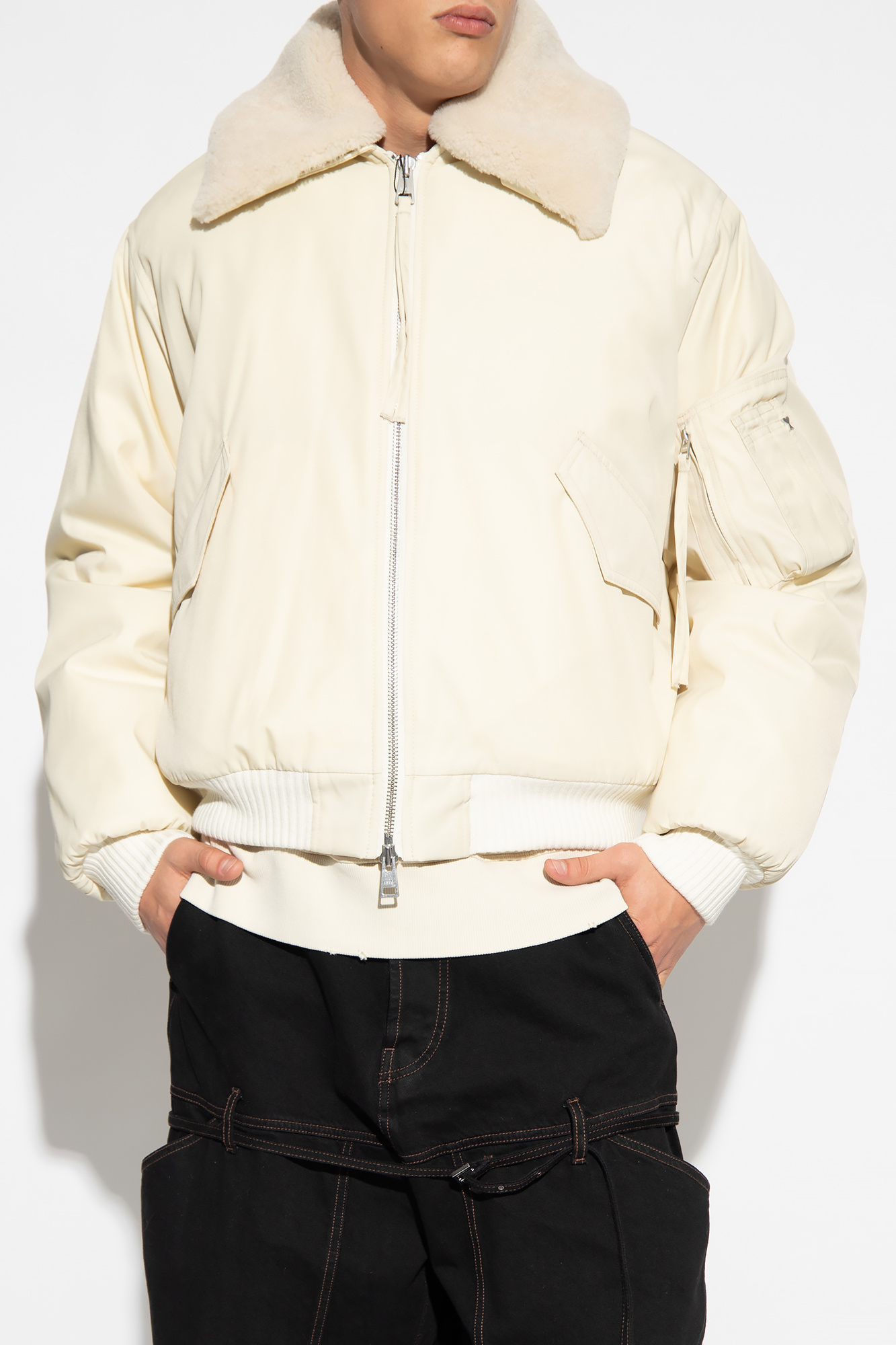 t-shirt in khaki with front and back print Bomber check jacket