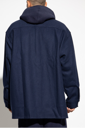 logo intarsia hoodie Wool overshirt