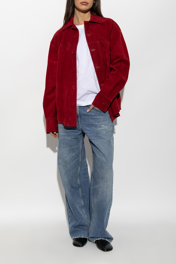 Ami Alexandre Mattiussi Suede jacket with embroidered logo