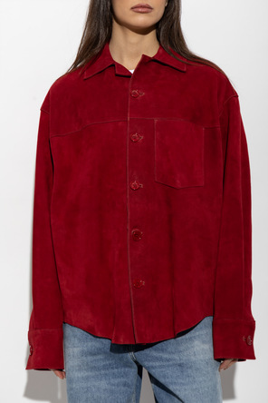 Ami Alexandre Mattiussi Suede jacket with embroidered logo